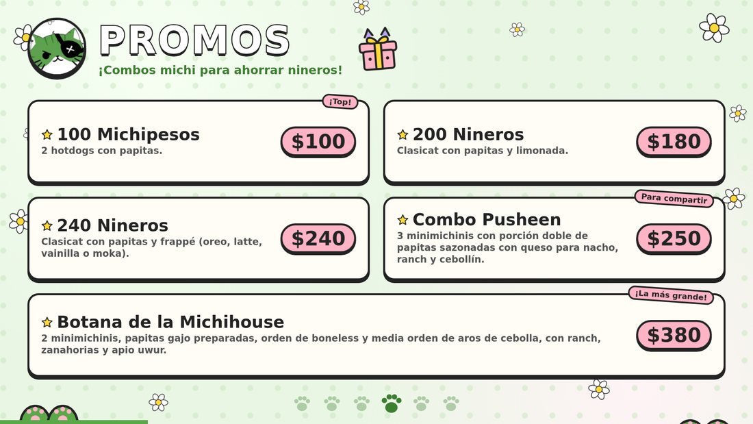 Green Cat · Menú animado — Promos